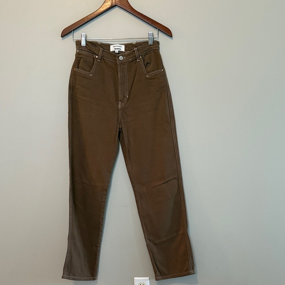 Reformation Brown Straight Leg Jeans